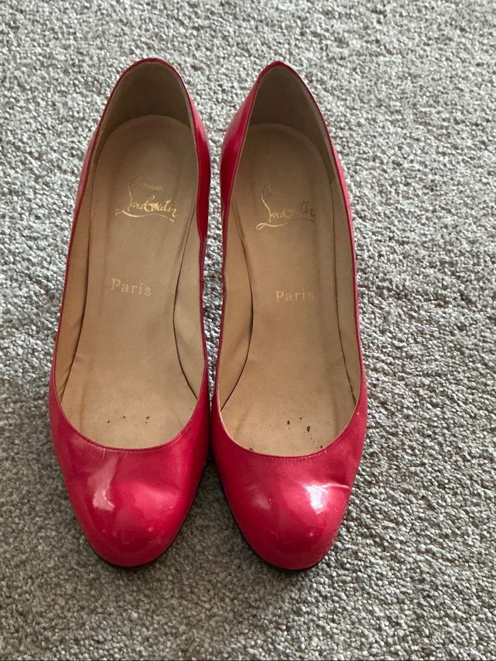 Christian Louboutin Hot Pink Patent Round-Toe Pumps